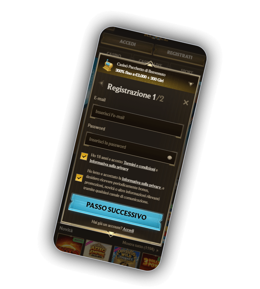 Registrazione al Casinò Realz IT
